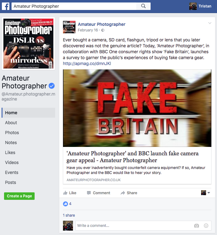 Fake Britain questionnaire on Facebook